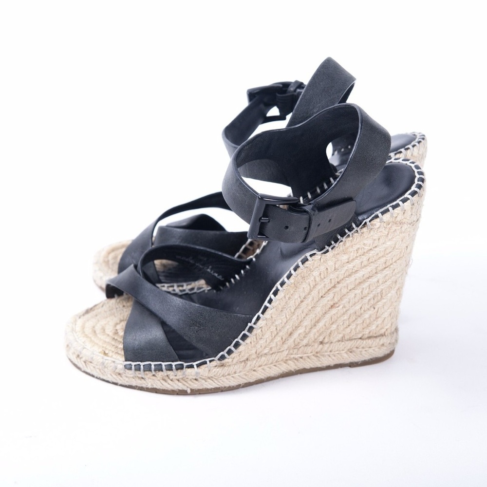 Joie Black and Tan Wedge Sandals